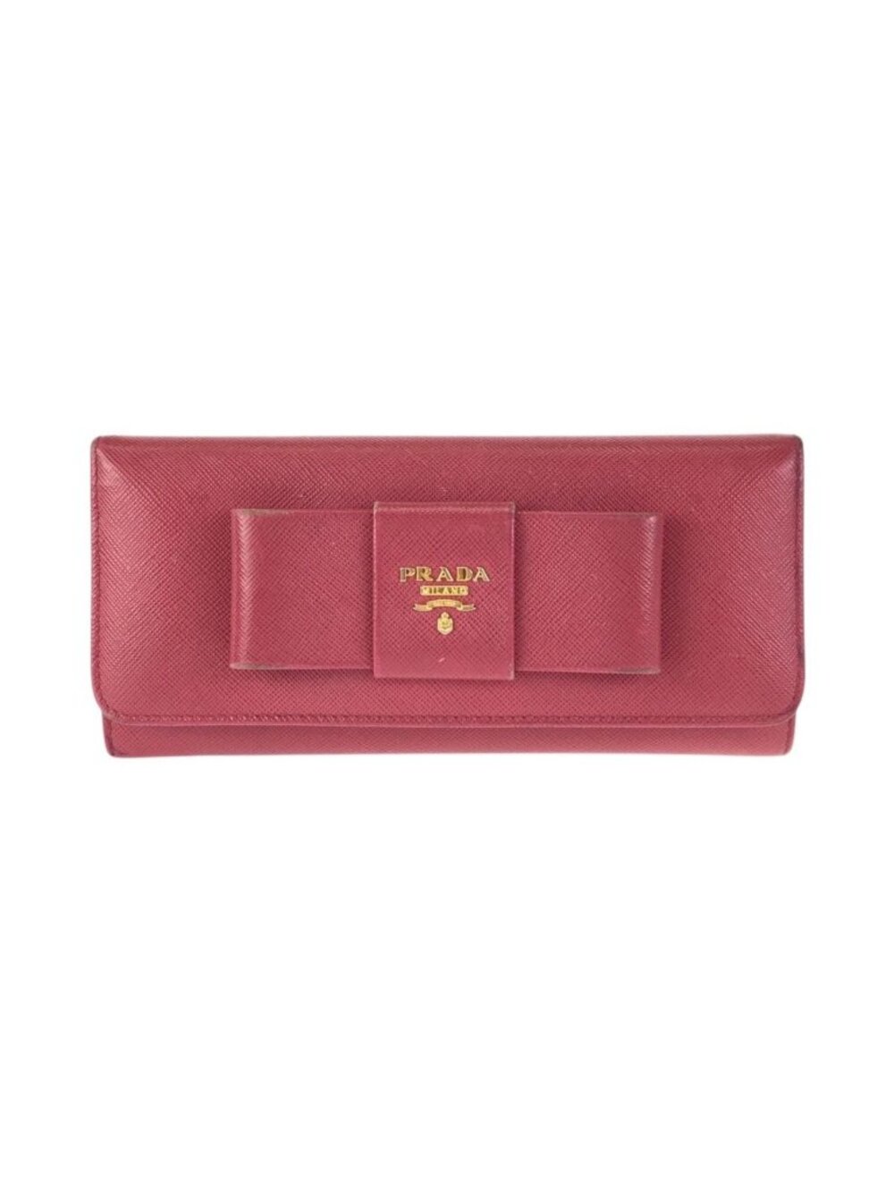 Prada Saffiano Ribbon Pink Gold Leather Wallet